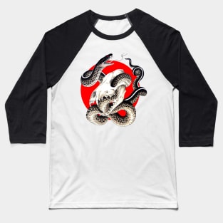 Serpent Coyote Skull Baseball T-Shirt